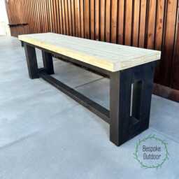 Handmade Wooden Garden Bench Black & Natural, Pressure Treated
