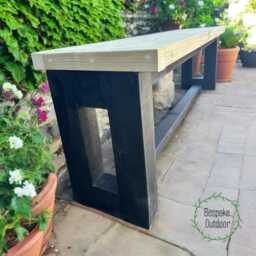 Handmade Wooden Garden Bench Black & Natural, Pressure Treated - thumbnail 3