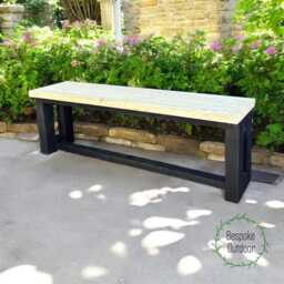 Handmade Wooden Garden Bench Black & Natural, Pressure Treated - thumbnail 2