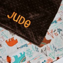 Bear Blanket, Brown Minky Personalized Blank, Baby & Orange Beau Teepee Blanket - thumbnail 3
