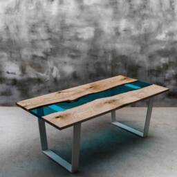 Live Edge Dining Table, Epoxy Resin Table, Ash Live Edge River Table - thumbnail 2