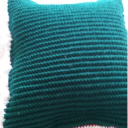 Crochet Christmas Decor Pillow, Green Red & White Holiday Spirit Gift Idea Home Decor, Ready To Ship - thumbnail 2