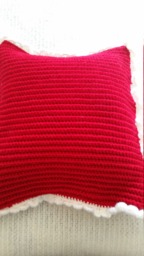 Crochet Christmas Decor Pillow, Green Red & White Holiday Spirit Gift Idea Home Decor, Ready To Ship