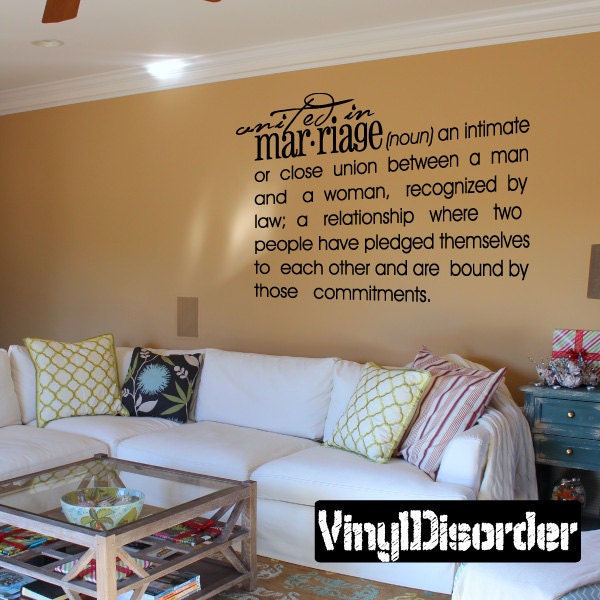 Unified in Marriage Noun An Intimate Or Close Union Between A Man & Woman - Vinyl Wall Decal Quotes Sticker Dfd010Et - image 1
