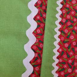 Christmas Tree Pillowcase, Red & Green Cotton Standard Pillow - thumbnail 2