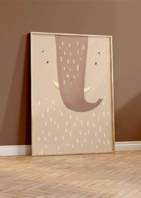 Enno Elephant Poster Beige I Safari, Jungle, Children's Room, Living Room Decoration, Poster, Download, Mural, Printable Picture Wall - image 1