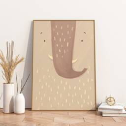 Enno Elephant Poster Beige I Safari, Jungle, Children's Room, Living Room Decoration, Poster, Download, Mural, Printable Picture Wall - thumbnail 3