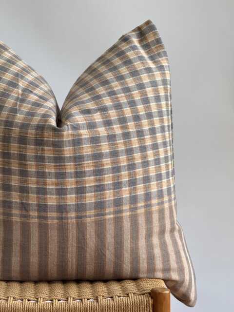 Handwoven Karen Ethnic Pillow Cover Plaid & Striped Boho Decor - 26x26 - image 1