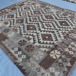 5'5x6'7 Afghan Kilim Area Rug, Beige Gray Handmade Authentic Oriental Natural Dyes Rugs For Living Room, Bedroom Carpet - thumbnail 3