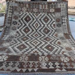 5'5x6'7 Afghan Kilim Area Rug, Beige Gray Handmade Authentic Oriental Natural Dyes Rugs For Living Room, Bedroom Carpet - thumbnail 4