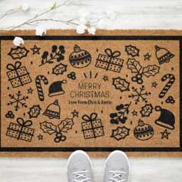 Christmas Festive Custom Doormat Personalised Door Mat - Xmas Decoration Santa Please Stop Here - thumbnail 2