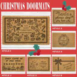 Christmas Festive Custom Doormat Personalised Door Mat - Xmas Decoration Santa Please Stop Here - thumbnail 1