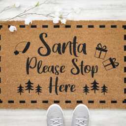 Christmas Festive Custom Doormat Personalised Door Mat - Xmas Decoration Santa Please Stop Here - thumbnail 3