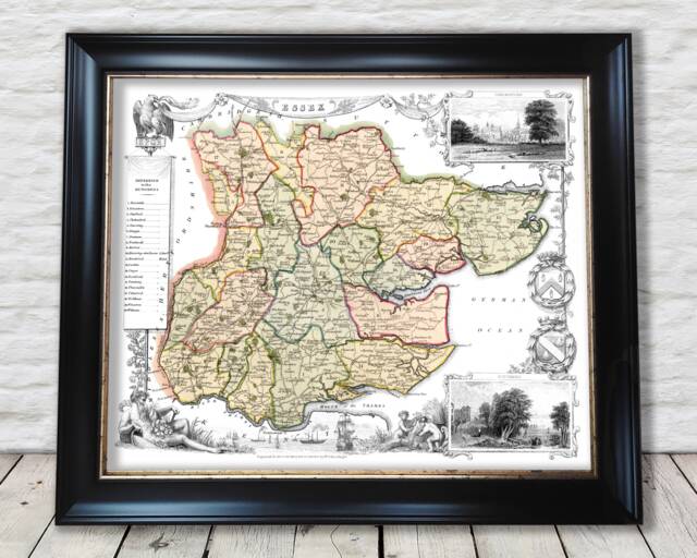 Vintage Essex County Map Print Thomas Moule 1837 Reproduction - Exceptional Quality 230Gsm Framed Unframed Free Standard Delivery - image 1