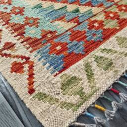 Kilim Rug, Handmade Artisan Afghan Turkish Aztec Navajo Small Rug 129x82 cm - thumbnail 2