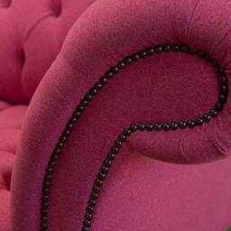 Handmade Bright Pink Wool 3 Seater Chesterfield Sofa - thumbnail 3