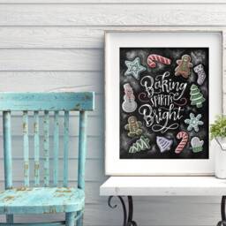 Christmas Cookie Exchange Chalkboard Art Print, Holiday Baking Decor - thumbnail 4