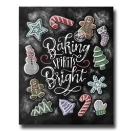 Christmas Cookie Exchange Chalkboard Art Print, Holiday Baking Decor - thumbnail 1