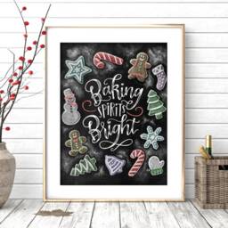 Christmas Cookie Exchange Chalkboard Art Print, Holiday Baking Decor - thumbnail 3