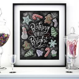 Christmas Cookie Exchange Chalkboard Art Print, Holiday Baking Decor - thumbnail 2