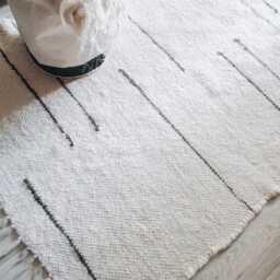 Handmade Cream Wool Rug 92''x 61'', Giant Sheep Rug, Traditional Weaving Carpet, Unique Blanket For Living Room, Natural - thumbnail 2