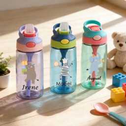 Personalized Kid Water Bottle, School Cup, Cute Animal Zoo Cups, Summer Camp Toddler Tumbler, Kids Gift, Back To Gifts - thumbnail 1
