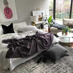 Dusty Purple Classic Linen Throw - Natural Flax Bedding Made To Order in The Usa