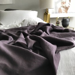 Dusty Purple Classic Linen Throw - Natural Flax Bedding Made To Order in The Usa - thumbnail 3