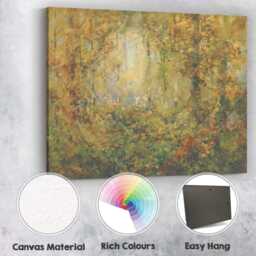 Sunlit Forest Glade Abstract Woodland Nature Painting Canvas Wall Art Print Decor Picture Ready To Hang - thumbnail 2