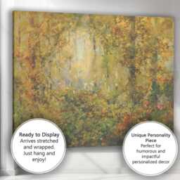 Sunlit Forest Glade Abstract Woodland Nature Painting Canvas Wall Art Print Decor Picture Ready To Hang - thumbnail 3