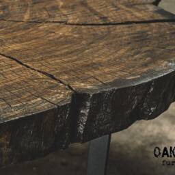 Industrial Oak Coffee Table Rustic Wood & Metal Furniture - thumbnail 3