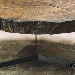 Industrial Oak Coffee Table Rustic Wood & Metal Furniture - thumbnail 2