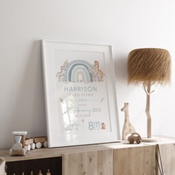 New Baby Personalised Print Birth Details Keepsake Gift, Newborn Girls Boys Nursery Decor - thumbnail 3
