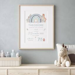 New Baby Personalised Print Birth Details Keepsake Gift, Newborn Girls Boys Nursery Decor - thumbnail 2