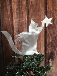 Kitty Cat Angel With Star, Christmas Tree Topper, Pet Memorial, Holiday Decoration, Aluminum, Metal Art, Unique Gift, Lovers