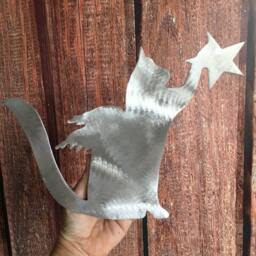 Kitty Cat Angel With Star, Christmas Tree Topper, Pet Memorial, Holiday Decoration, Aluminum, Metal Art, Unique Gift, Lovers - thumbnail 2