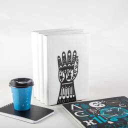 Hamsa Hand Bookends Artistic Steel Shelf Decor - Symbol Of Protection - thumbnail 2