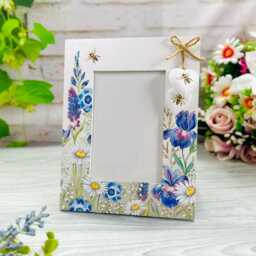 Floral Bee Wooden Photo Frame, Rustic Home Decor - 4x6 - thumbnail 3