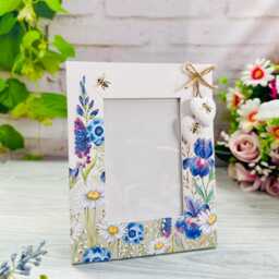 Floral Bee Wooden Photo Frame, Rustic Home Decor - 4x6 - thumbnail 2