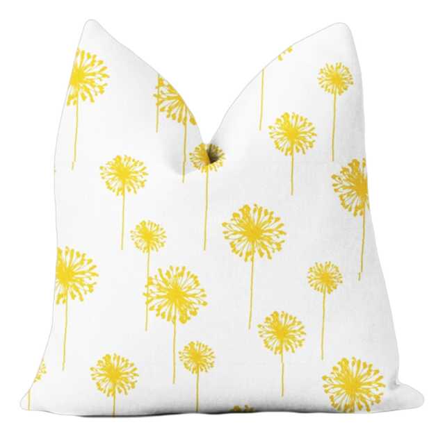 Yellow Gray Pillow Covers. White Throw Pillows. Toss Cushion Floral Accent Pillow. Custom Decorative Pillows - image 1
