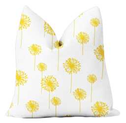 Yellow Gray Pillow Covers. White Throw Pillows. Toss Cushion Floral Accent Pillow. Custom Decorative Pillows - thumbnail 1