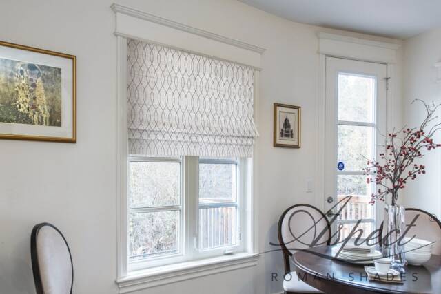 Custom Flat Roman Shade, Cotton Blend, Geometric Print, Window Treatment - image 1