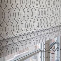 Custom Flat Roman Shade, Cotton Blend, Geometric Print, Window Treatment - thumbnail 2