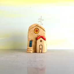 Rustic Ceramic House Sculpture, Urban Art, Architect Gift - thumbnail 1