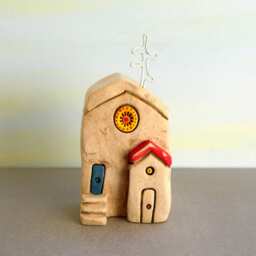 Rustic Ceramic House Sculpture, Urban Art, Architect Gift - thumbnail 3