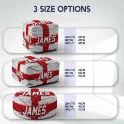 Personalised Name England Flag Kids Pouffe Three Lions Football Supporter Decor St Georges Cross Sports Fan Bedroom Playroom Seat Rest Gift - thumbnail 2