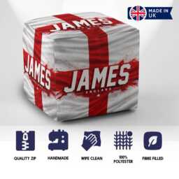 Personalised Name England Flag Kids Pouffe Three Lions Football Supporter Decor St Georges Cross Sports Fan Bedroom Playroom Seat Rest Gift - thumbnail 3
