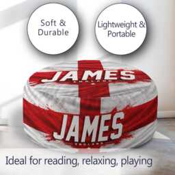Personalised Name England Flag Kids Pouffe Three Lions Football Supporter Decor St Georges Cross Sports Fan Bedroom Playroom Seat Rest Gift - thumbnail 4