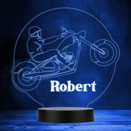 Motorcycle Silhouette Biker Fan Motorsport Personalised Gift Rgb Led Night Light - Bedroom Lamp