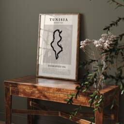 Abstract Tunisia Map Vintage Wall Art Print Picasso + Matisse Inspired Travel Poster Oe - thumbnail 2